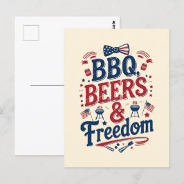 GRILLEN, Beers & Freedom - Retro 4. Juli Vibes Postkarte