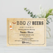 GRILLEN & BEERS Geburtstagsparty Einladung zum Bie (Stehend Vorderseite)