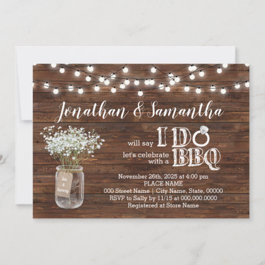 GRILLEN bevor ich Paare dusche Landschick Einladung (Vorderseite)