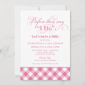 GRILLEN Bevor ich Pink Gingham Probe Dinner Einladung (Vorderseite)