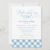 GRILLEN Bevor ich Sky Blue Gingham Probe Dinner Einladung (Vorderseite)