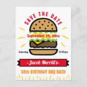 GRILLEN Birthday Bash jedes Alter Save the Date Po Postkarte (Vorderseite)