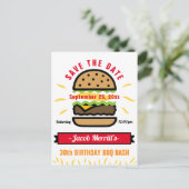 GRILLEN Birthday Bash jedes Alter Save the Date Po Postkarte (Stehend Vorderseite)