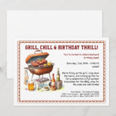 Grillen Birthday Einladung mit Biergarten (Vorne/Hinten)