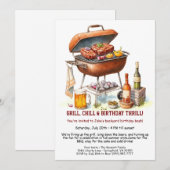 Grillen Birthday Einladung mit Biergarten (Vorne/Hinten)