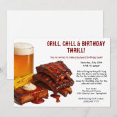 Grillen Birthday Einladung mit Biergarten (Vorne/Hinten)