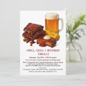 Grillen Birthday Einladung mit Biergarten (Stehend Vorderseite)