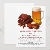 Grillen Birthday Einladung mit Biergarten (Vorne/Hinten)