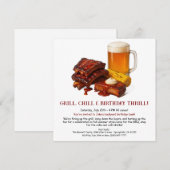 Grillen Birthday Einladung mit Biergarten (Vorne/Hinten)
