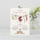 GRILLEN Birthday Gingham Backyard Picnic Einladung (Stehend Vorderseite)