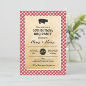 GRILLEN Birthday, jedes Alter rustikalen Roten Wal Einladung (Stehend Vorderseite)