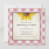GRILLEN Birthday Pink Gingham Print Einladung (Vorderseite)