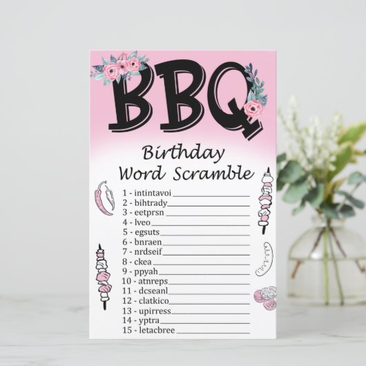 GRILLEN Birthday Word Scramble Game (Stehend Vorderseite)
