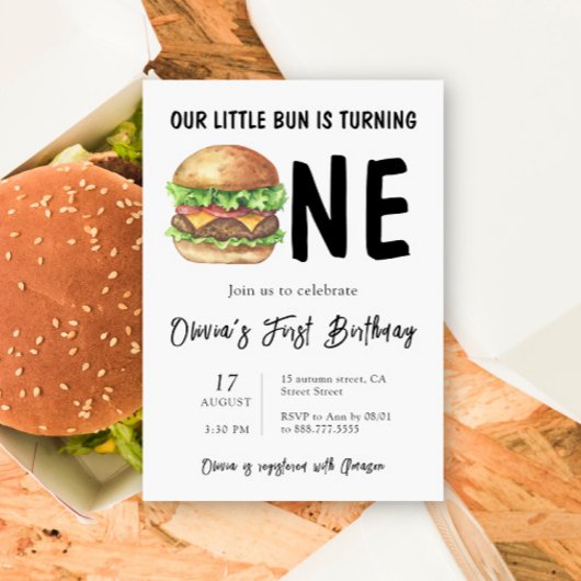 GRILLEN Burger Erste Geburtstagspartei Einladung