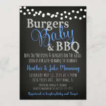 GRILLEN Burgers Baby Coed Boy Baby Shower Einladun