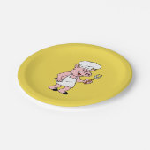 GRILLEN Cartoon-Schwein-Teller Pappteller (Schrägansicht)