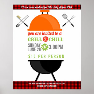 GRILLEN chill grill fundraiser school PTO PTA Wohl Poster