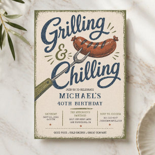 Grillen & Chillen BBQ 40. Geburtstag Einladung