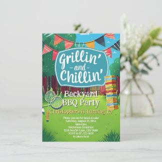 Grillen Chillen Gartenspiele BBQ Geburtstagsfeier Einladung