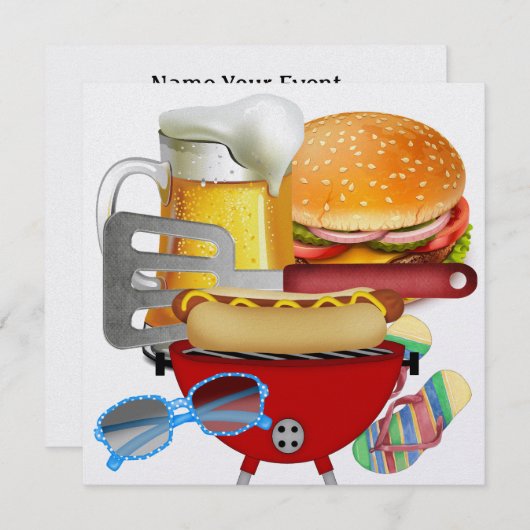 GRILLEN Cook Out - 4. Juli Einladung (Vorne/Hinten)