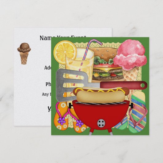 GRILLEN Cook Out Einladung (Vorne/Hinten)