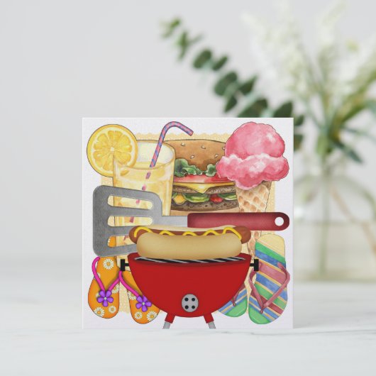 GRILLEN Cook Out Einladung (Stehend Vorderseite)