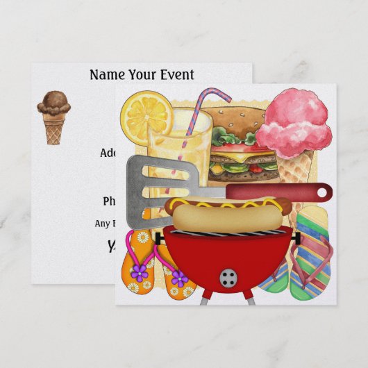 GRILLEN Cook Out Einladung (Vorne/Hinten)