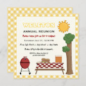 GRILLEN Cookout Family Wiedersehen, gelbe Gingham- Einladung (Vorne/Hinten)