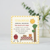 GRILLEN Cookout Family Wiedersehen, gelbe Gingham- Einladung (Stehend Vorderseite)