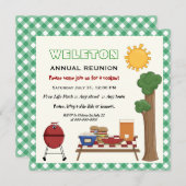 GRILLEN Cookout Family Wiedersehen, grüne Gingham- Einladung (Vorne/Hinten)