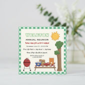 GRILLEN Cookout Family Wiedersehen, grüne Gingham- Einladung (Stehend Vorderseite)
