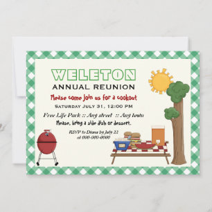GRILLEN Cookout Family Wiedersehen, grüne Gingham- Einladung