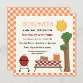 GRILLEN Cookout family Wiedersehen, orange gingham Einladung (Vorne/Hinten)