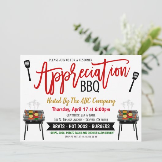 GRILLEN der Bewertung Einladung (Stehend Vorderseite)