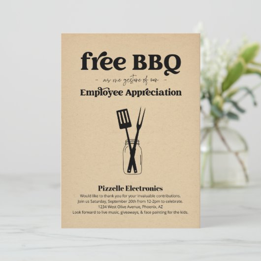 Grillen der Mitarbeiter - Party Einladung (Stehend Vorderseite)
