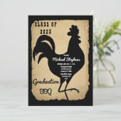 Grillen der Rustikalen Country Chicken Graduation Einladung (Stehend Vorderseite)