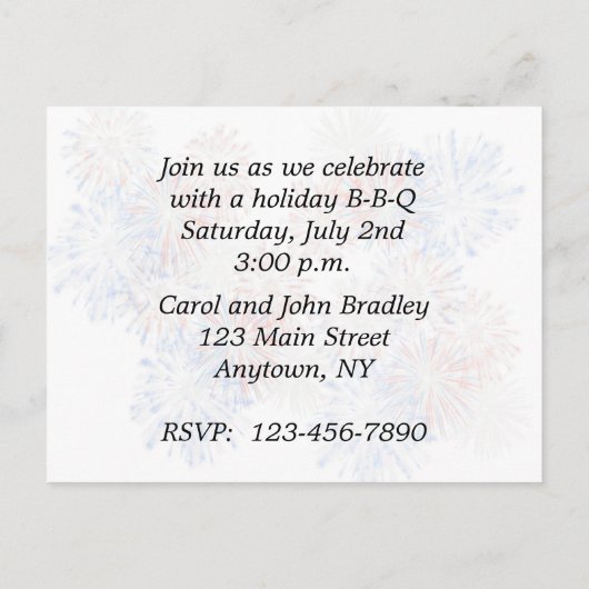 Grillen der Urlaubstage Einladung Postkarte (Rückseite)