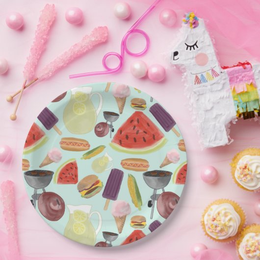 Grillen der Wasserfarben Pappteller (Party)