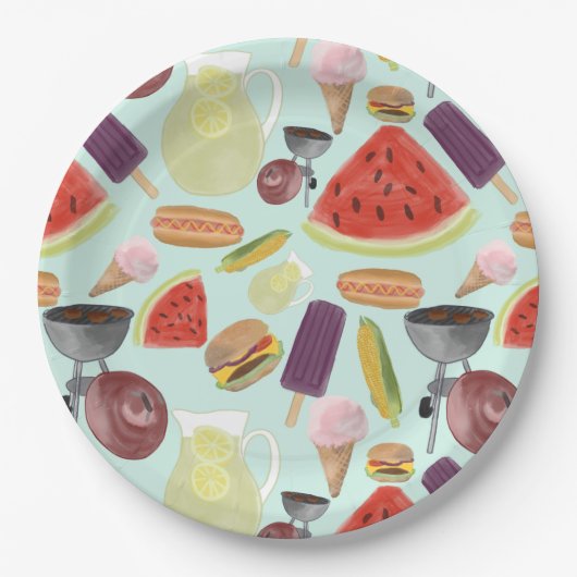 Grillen der Wasserfarben Pappteller (Vorderseite)