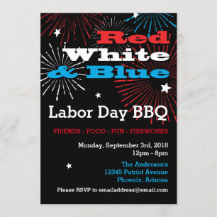 Grillen des Red White and Blue Labour Day Einladung
