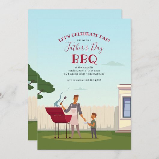 Grillen des Vaters Einladung (Vorne/Hinten)