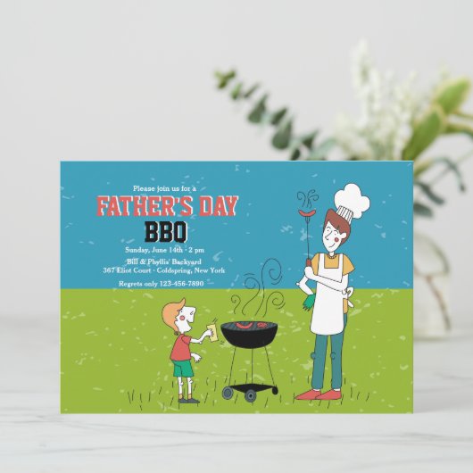 Grillen des Vaters Einladung (Stehend Vorderseite)