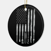 GRILLEN Design Smoking Barbecue USA Flag Keramik Ornament (Links)