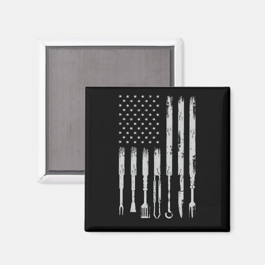 GRILLEN Design Smoking Barbecue USA Flag Magnet (Vorderseite/Rückseite)