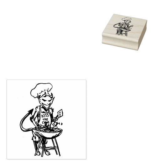 GRILLEN Devil küsst den Koch Gummistempel (Stempel)