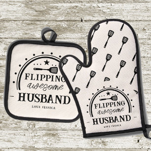 Grillen Drehend Phantastisches Handband Ofenhandschuh & Topflappen-Set