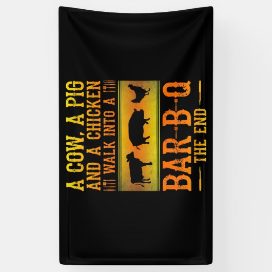 GRILLEN| Eine Kuh, ein Schwein und ein Huhn wander Banner (Vertikal)