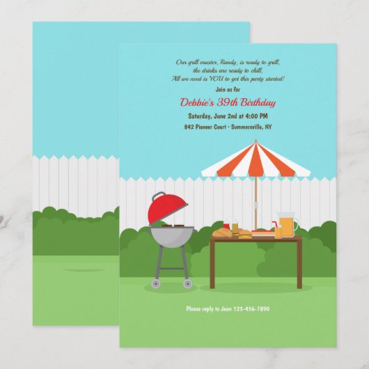 Grillen Einladung (Vorne/Hinten)