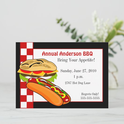 GRILLEN EINLADUNG (Stehend Vorderseite)