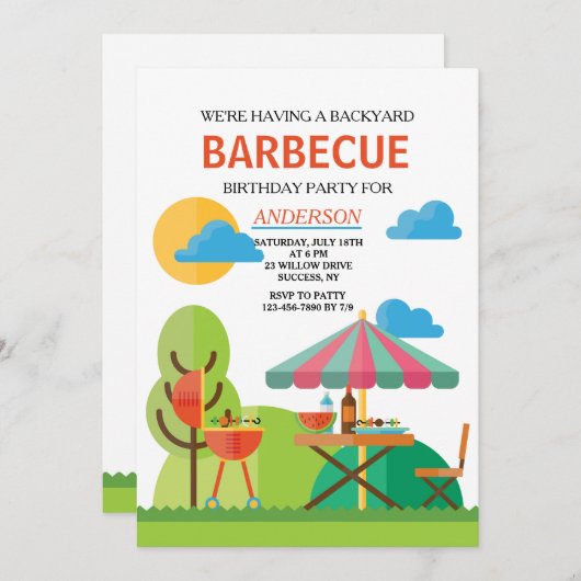 Grillen Einladung (Vorne/Hinten)